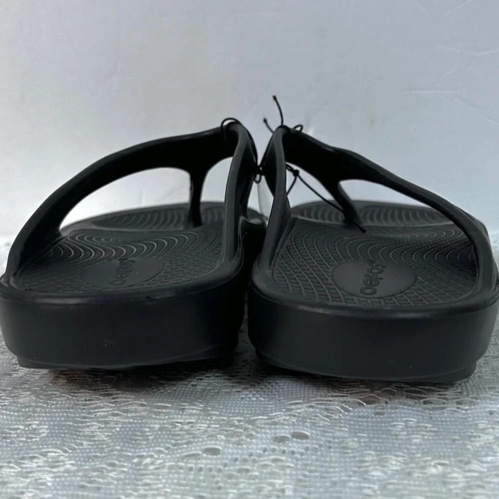 New Oofos MEN'S OORIGINAL Flip Flop Style SANDALs - BLACK / Size US 9 / EU 42